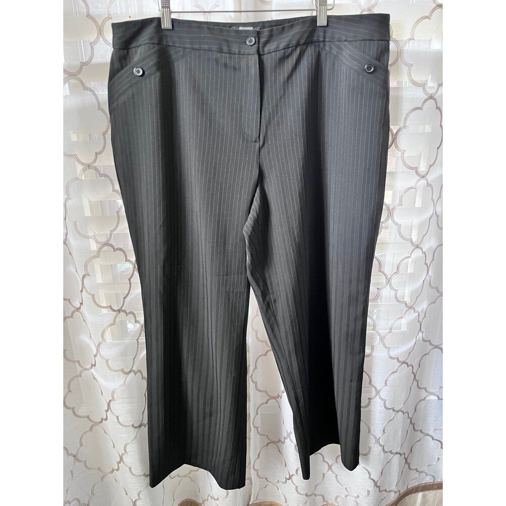 Studio 1940 Pull On Dress Pants Women's Straight Leg Gray Pinstripe 20WS